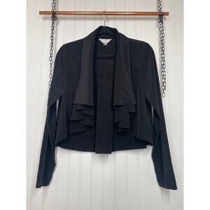 Zoa Black Cascade Cardigan Open Topper Layering Over Lagenlook Sweater Size S